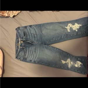 American Eagle Outfitters Blue Ripped Skinny Jeans